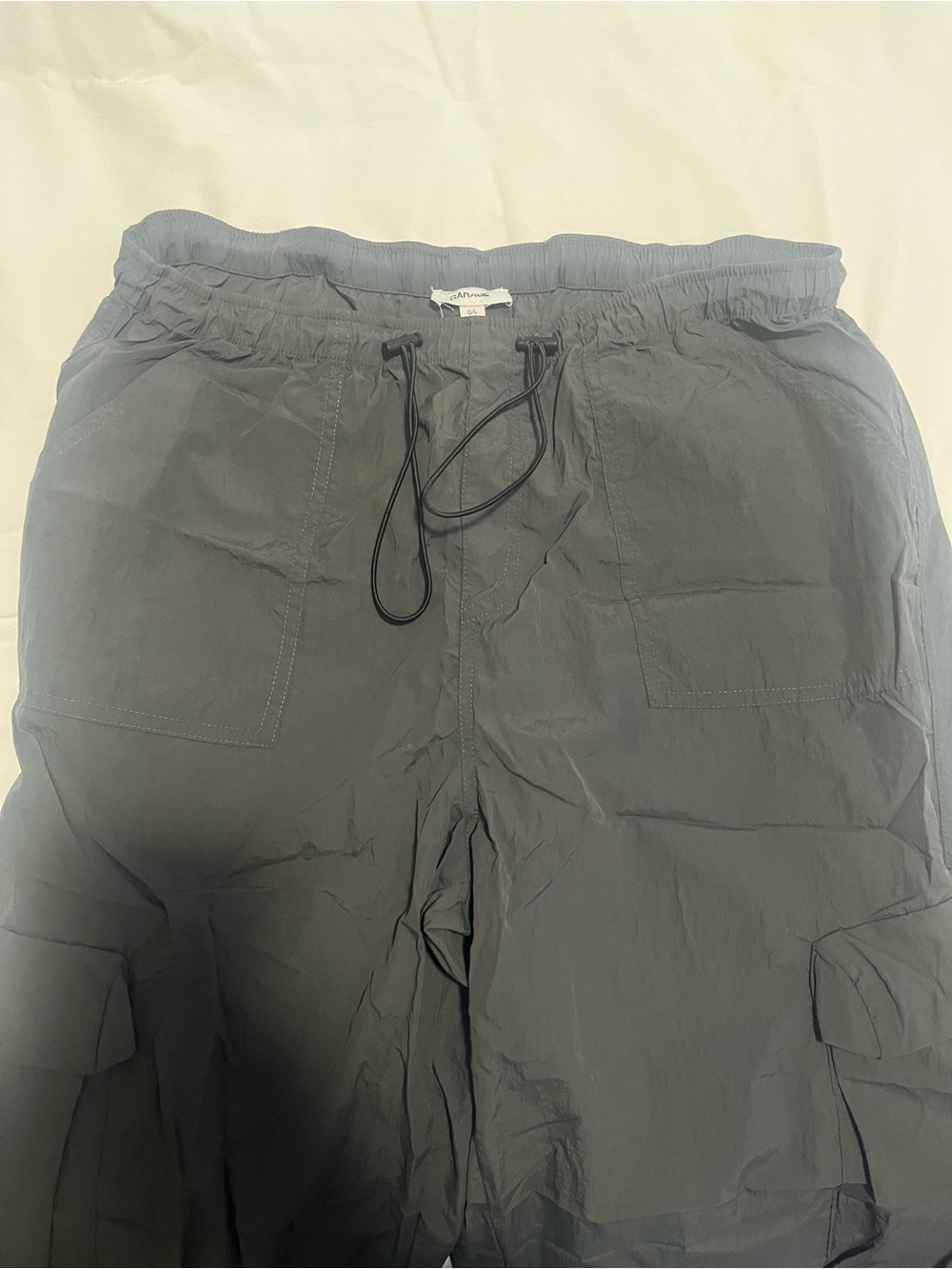 Garage Women's Straight Leg Cargo Pants in Gray with Drawstring